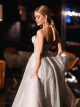 Sparkle wedding ball gown dress with pockets