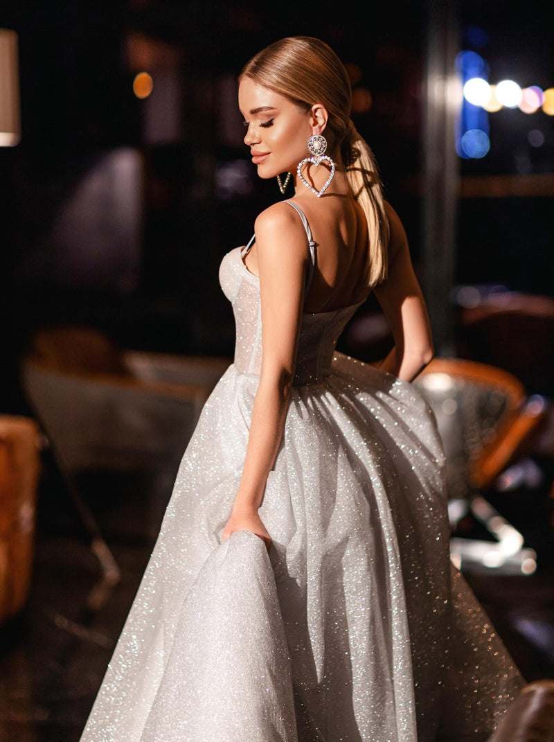 Silver Gray Corset Evening dress La Novale Atelier Silver Gray Corset Evening dress La Novale Atelier