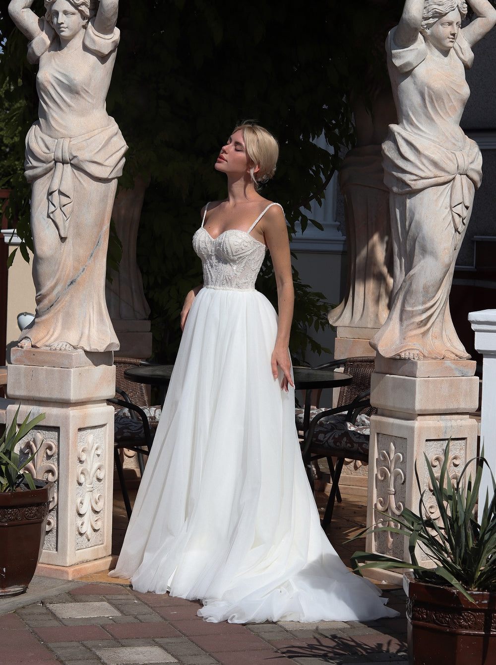 Bustier ivory wedding dress with crystal decor La Novale Atelier Bustier ivory wedding dress with crystal decor La Novale Atelier