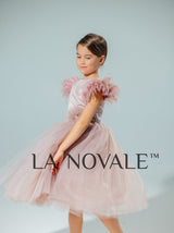 Simple short flower girl tutu dress with flower sash