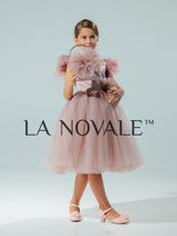 Simple short flower girl tutu dress with flower sash