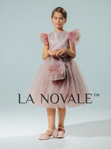 Simple short flower girl tutu dress with flower sash