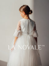 Bohemian flower girl dress with French lace