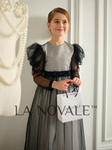 Retro inspired black white formal dress for kids