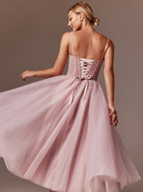 Lace up corset prom dress midi