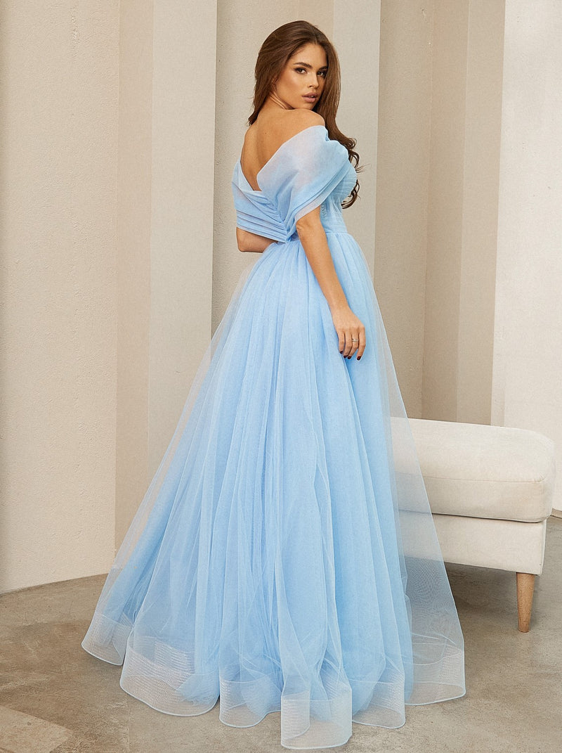 off shoulder tulle formal occasion dress – La Novale Atelier off shoulder tulle formal occasion dress – La Novale Atelier