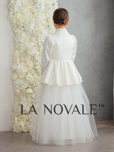 Ivory lace flower girl dress set with flower girl tote bag