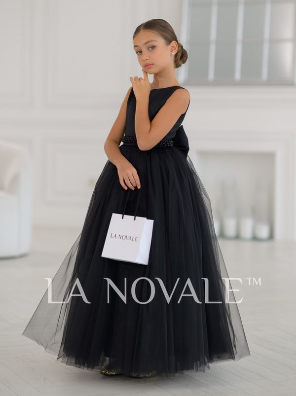 elegant flower girl dress with rhinestone sash