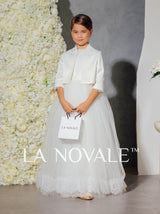 classy flower girl dress set with cropped jacket