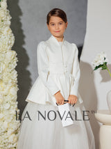 kids long sleeve satin jacket set for winter ceremonies