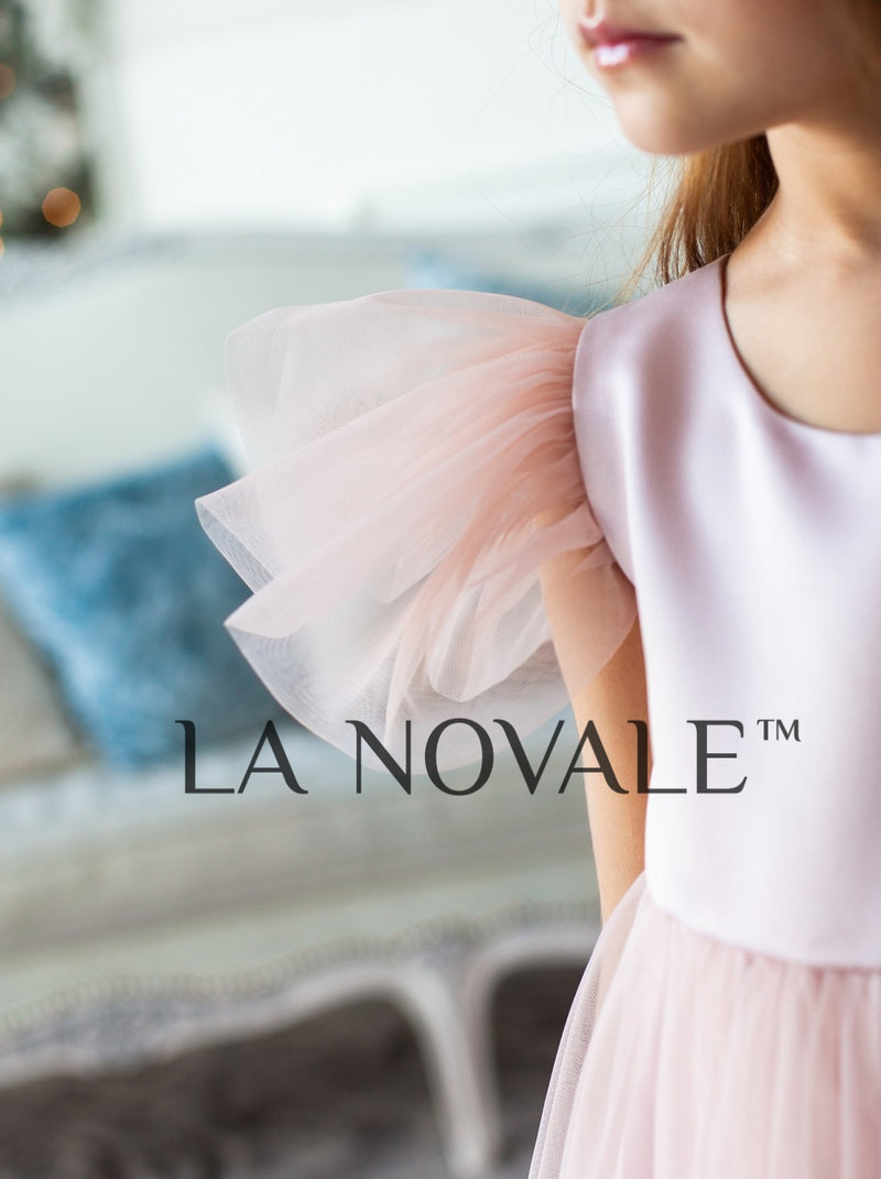 High waist boho flower girl dress with butterfly sleeves