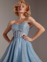 Lace up corset sparkle evening dress