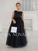 elegant flower girl dress with rhinestone sash