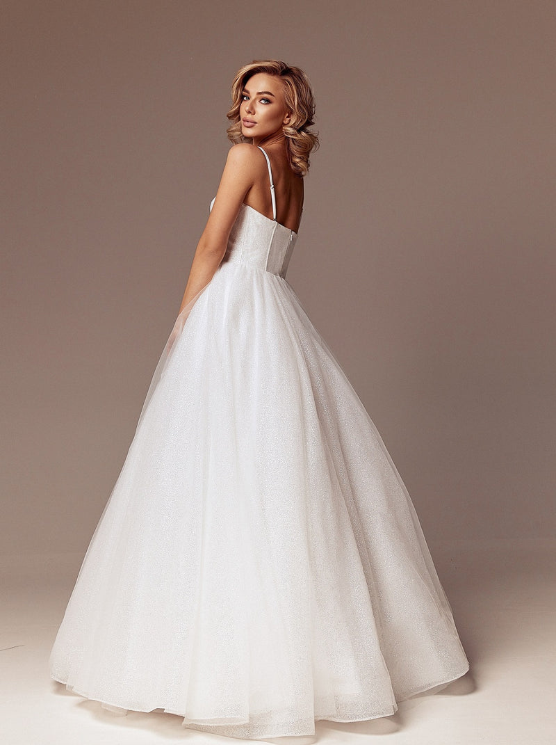 Sparkle wedding ball gown dress with pockets