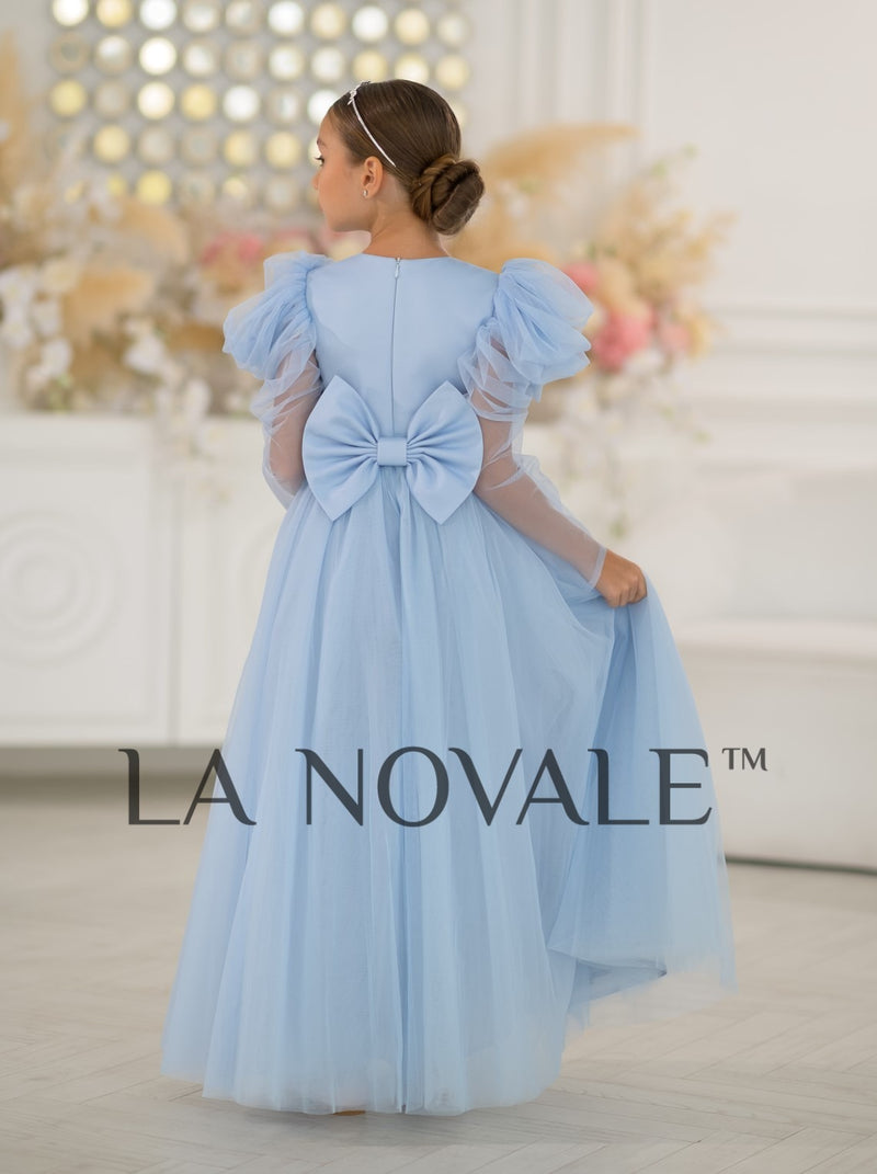 Full sleeve modest flower girl dress