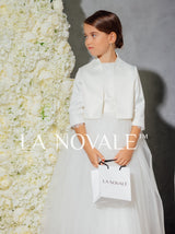 classy flower girl dress set with cropped jacket