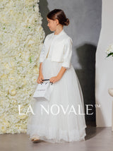 classy flower girl dress set with cropped jacket
