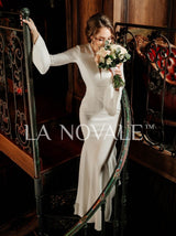 Retro inspired casual wedding dress with trumpet sleeve