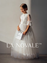 Bohemian flower girl dress with French lace