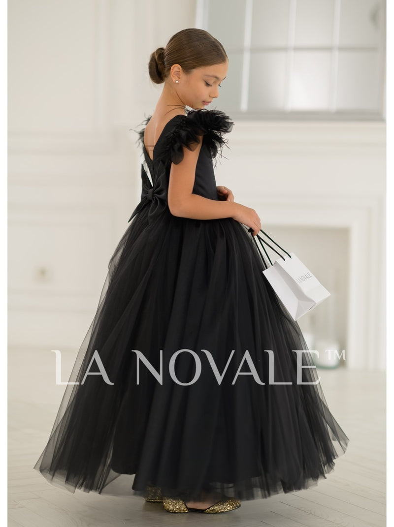 Minimal chic flower girl dress in black