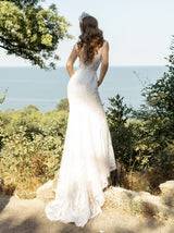 Bohemian lace sheath wedding dress
