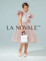 Simple short flower girl tutu dress with flower sash