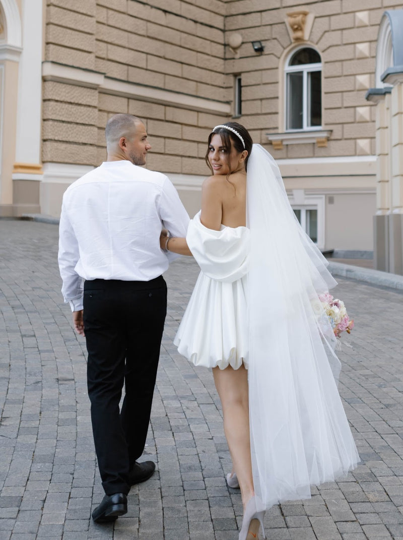 Bubble hem wedding reception mini dress Bubble hem wedding reception mini dress