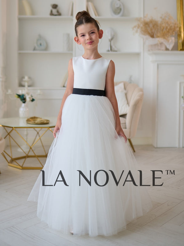 Simple white and black kids formal dress