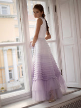 Ombre tiered skirt occasion dress for girls