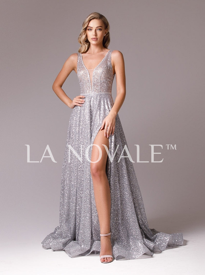 Sparkle grey A-line wedding dress