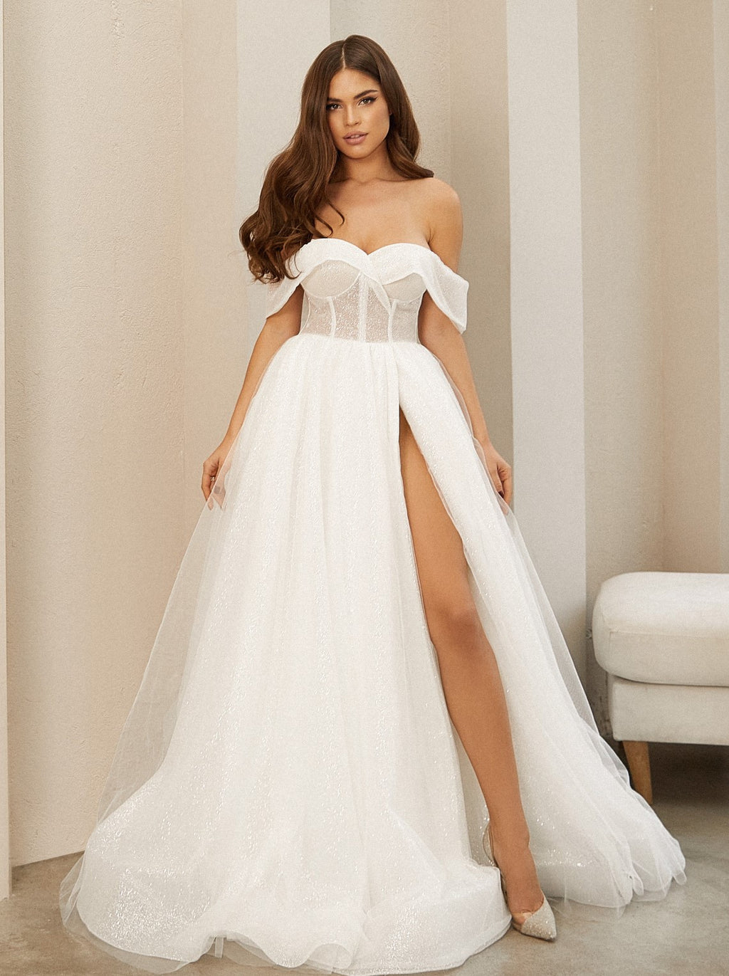 off the shoulder glitter wedding dress Sparkly Wedding Dress Off The shoulder Sleeve ,Dresses For Brides DressesTailor