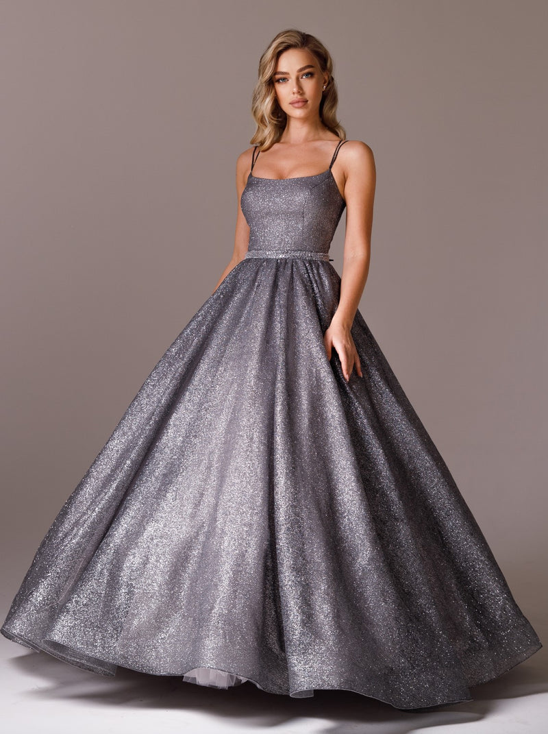 Sparkle ball gown dress with crystal sash