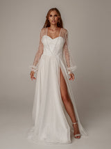 Sparkle full sleeve wedding reception dress