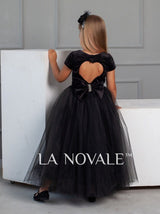 Kids formal occasion velvet dress for winter ceremonies