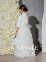 classy flower girl dress set with cropped jacket